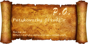 Petykovszky Olivér névjegykártya